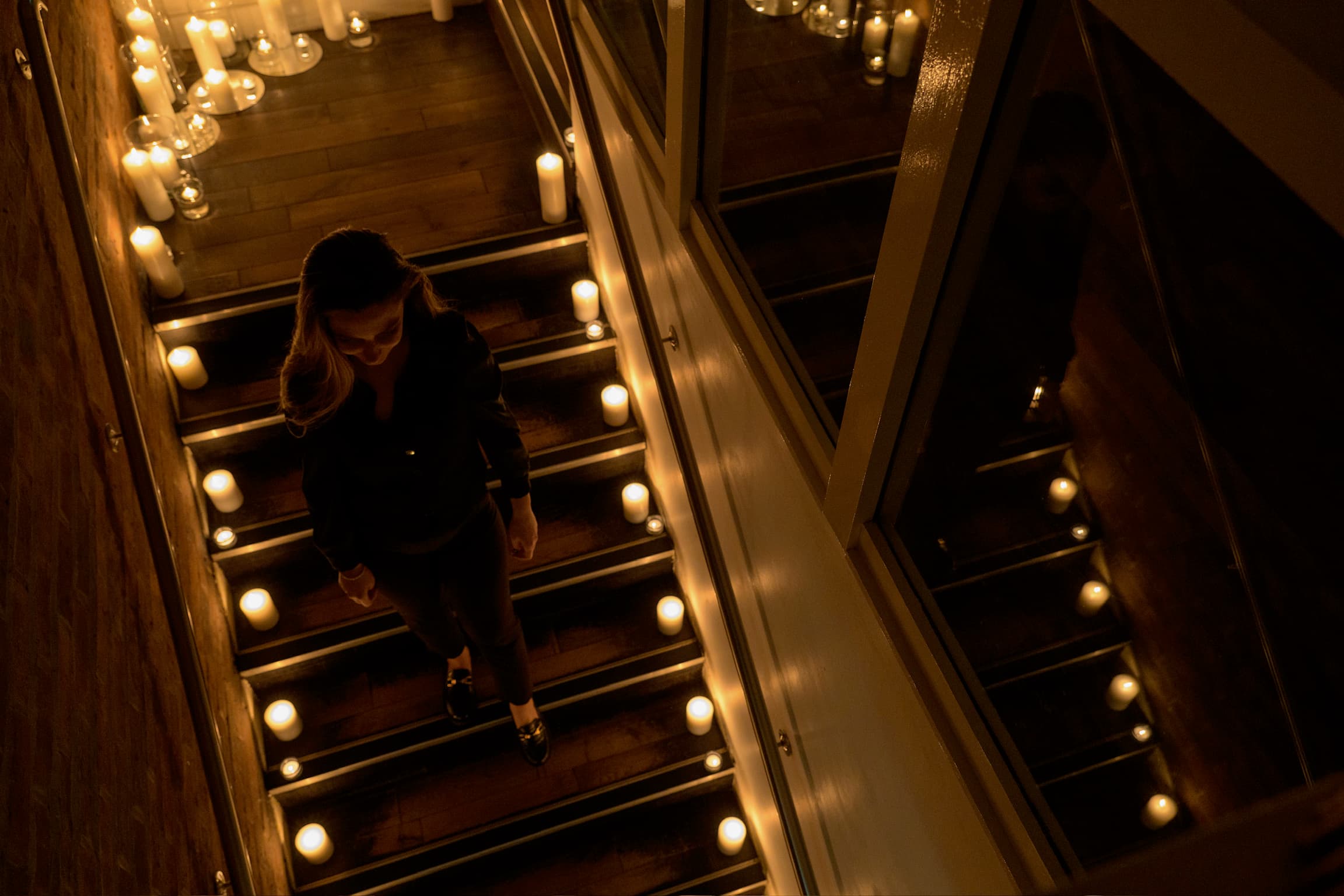 Candlelit stairs at Pupa