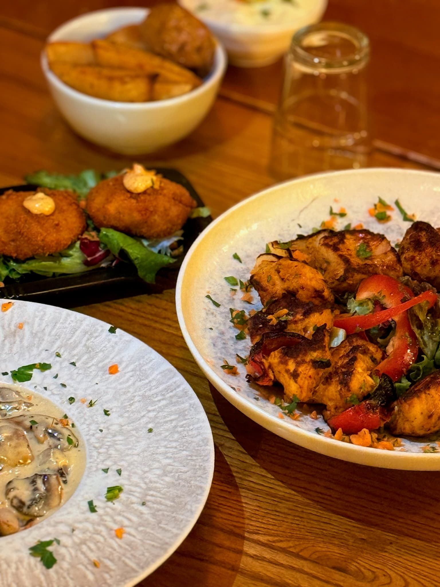 Charcoal grill dishes at Pupa